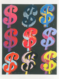 Andy Warhol exhibition poster - Nine Dollars - money - black - pop-art - museum artist - art print - 2014