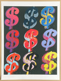Andy Warhol exhibition poster - Nine Dollars - money - black - pop-art - museum artist - art print - 2014